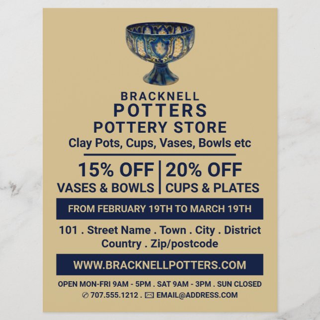 Keramik Goblet, Potterie Store, Potter Werbung Flyer (Vorne)