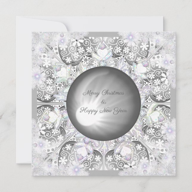 Keramik Grau & Schneeflocke Feiertagskarte (Vorderseite)