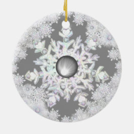 Keramik Grau & Schneeflocke Keramik Ornament