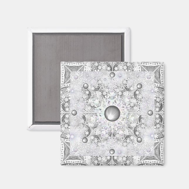 Keramik Grau & Schneeflocke Magnet (Vorderseite/Rückseite)