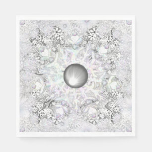 Keramik Grau & Schneeflocke Serviette