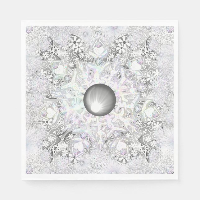 Keramik Grau & Schneeflocke Serviette (Vorderseite)