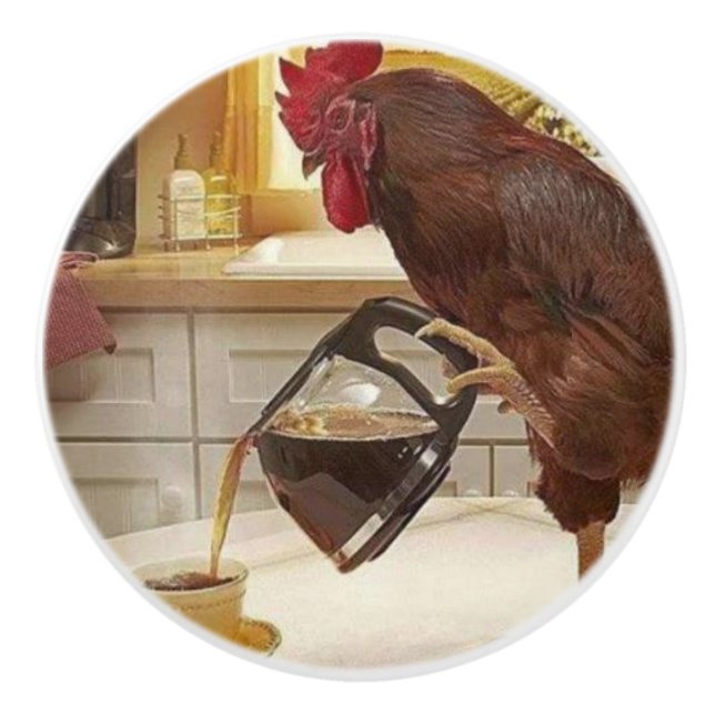 Keramik-Griff *** Hahn-EIN-Gekritzel Kaffee Keramikknauf (Vorderseite)