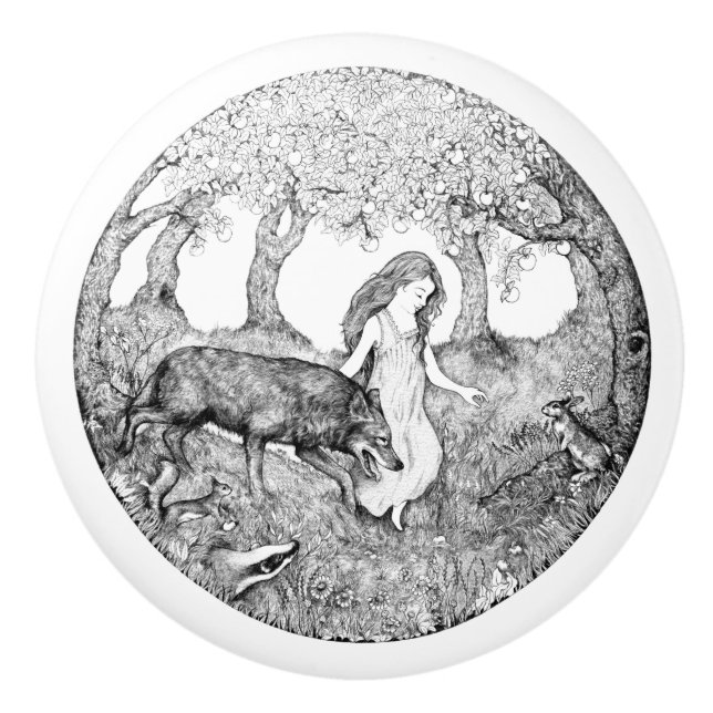 Keramik-Griffentwurf durch Rebekah van Kan Keramikknauf (Vorderseite)