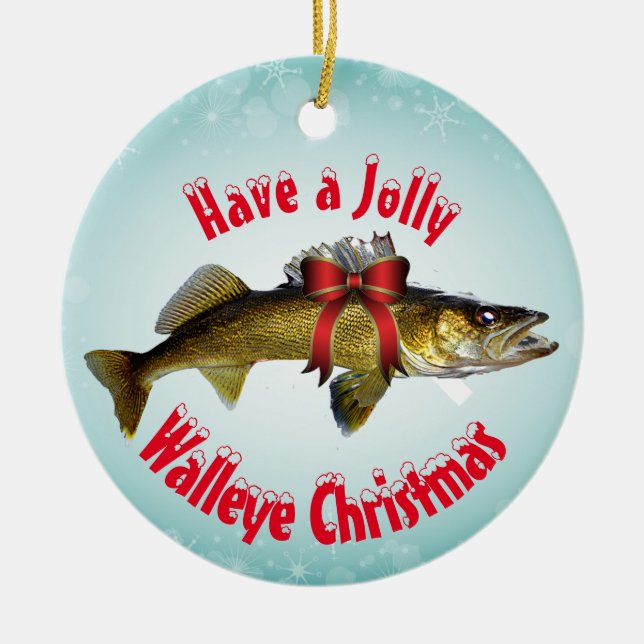 Keramik "Habe einen Jolly Walleye Weihnachten" Keramik Ornament (Vorne)