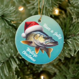 Keramik "Habe einen Jolly Walleye Weihnachten" Ornament