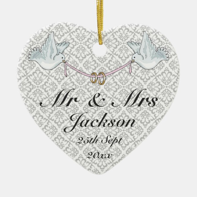 Keramik Heart Ornament - Viel Glück Wedding Charm  (Vorne)