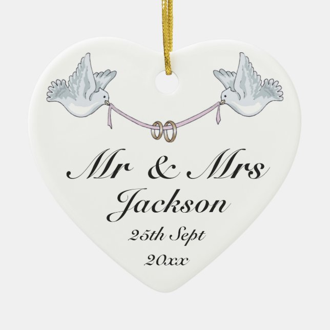 Keramik Heart Ornament - Viel Glück Wedding Charm  (Vorne)