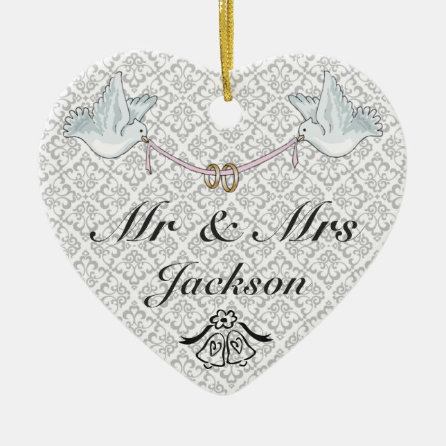 Keramik Heart Ornament - Viel Glück Wedding Charm (Vorne)