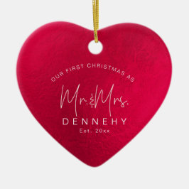 Keramik Herz Erste Weihnachten, irisierend Rot Keramik Ornament