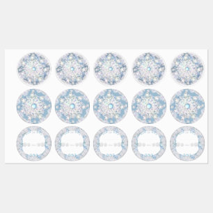 Keramik Himmel blau und Schneeflocke Etiketten