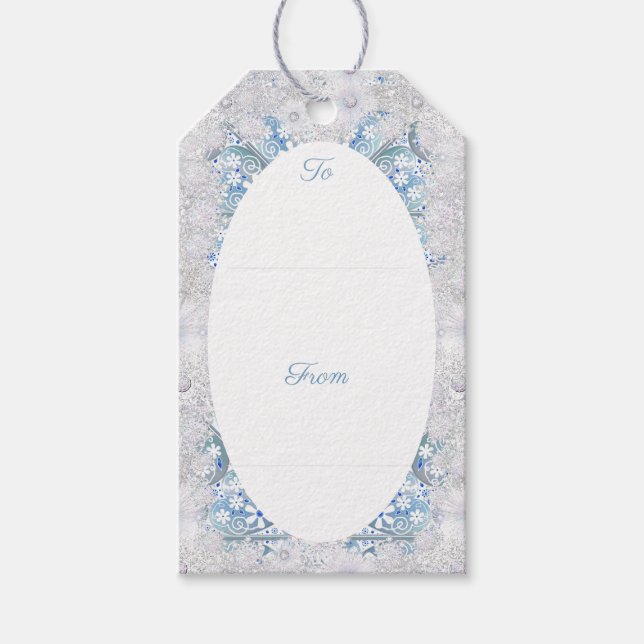 Keramik Himmel blau und Schneeflocke Geschenkanhänger (Vorderseite)