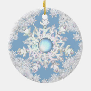 Keramik Himmel blau und Schneeflocke Keramik Ornament