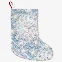 Keramik Himmel blau und Schneeflocke Kleiner Weihnachtsstrumpf