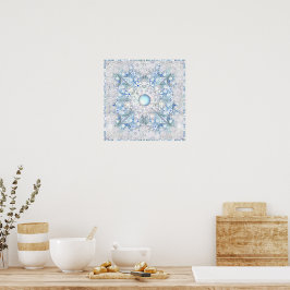 Keramik Himmel blau und Schneeflocke Poster