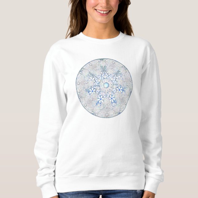 Keramik Himmel blau und Schneeflocke Sweatshirt (Vorderseite)