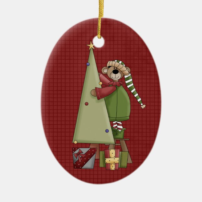 Keramik Holiday Bear Weihnachten Keramik Ornament (Vorne)