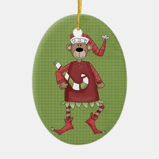 Keramik Holiday Bear Weihnachten Keramikornament (Vorne)