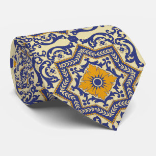 Keramik im Azulejo-Stil Blau Orange Krawatte