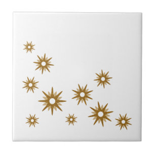 Keramik im modernen Mid-Century-Stil mit goldenem Fliese