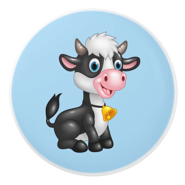 Keramik Kabinett Knob-Baby Bull Kuh Keramikknauf (Vorderseite)