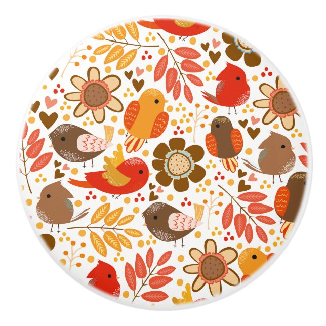 Keramik Kabinett Knob Birds Keramikknauf (Vorderseite)