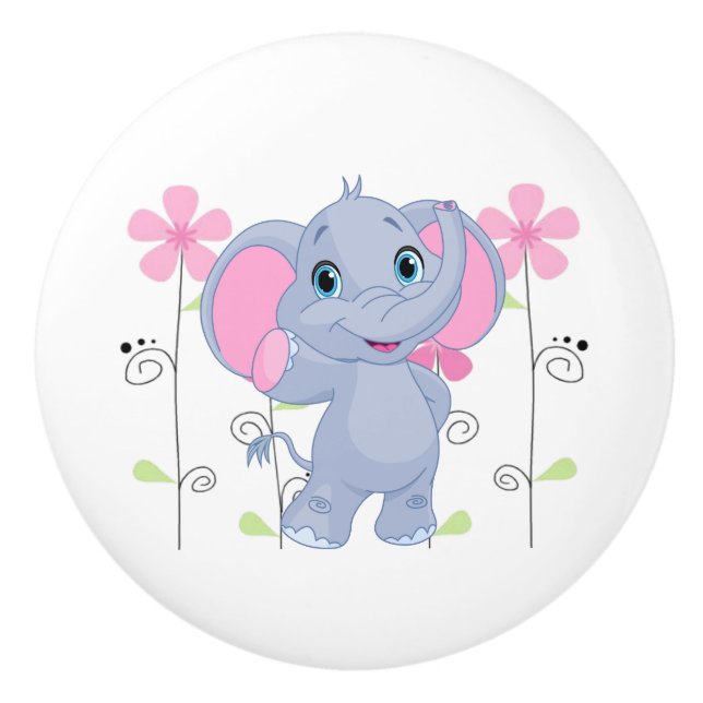 Keramik Kabinett Knob-Elephant Keramikknauf (Vorderseite)