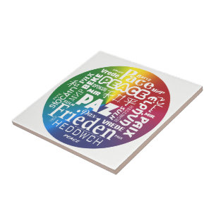 Keramik-Kachel-Display Peace Paz Pax mehrsprachig Fliese