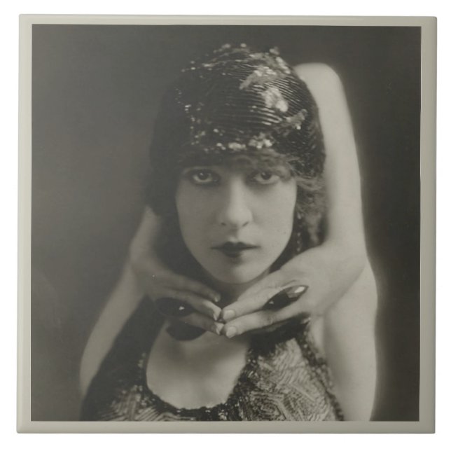 Keramik Kachel mit dem Gesicht des Vintagen Tänzer (Vorderseite)