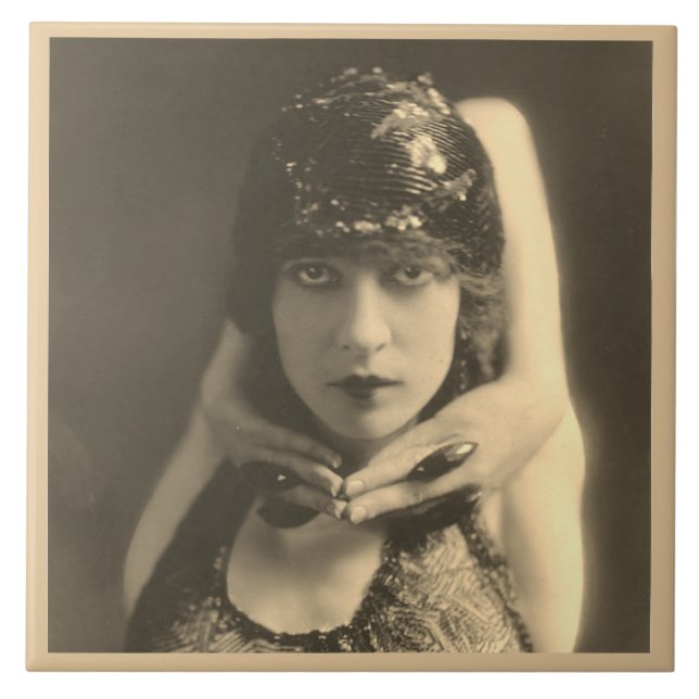 Keramik Kachel mit dem Gesicht des Vintagen Tänzer (Vorderseite)