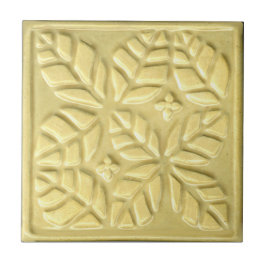 Keramik-Kachel mit gelben stylisierten Ovate-Blätt Fliese