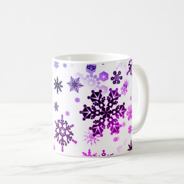 Keramik-Kaffee-Tasse-Lila Schneeflocken Kaffeetasse (VorderseiteRechts)