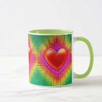 Keramik Kaffee Tasse psychedelisches Herzdesign.