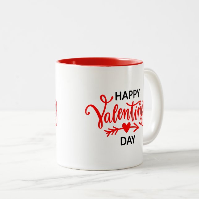 Keramik Kaffee Tasse-Valentine Herz Zweifarbige Tasse (VorderseiteRechts)