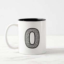 Keramik-Kaffeetasse mit Musterbuchstabe O Zweifarbige Tasse