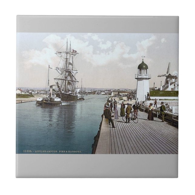 Keramik, klein (4,25" x 4,25") Kleine Hampton Fliese (Vorderseite)