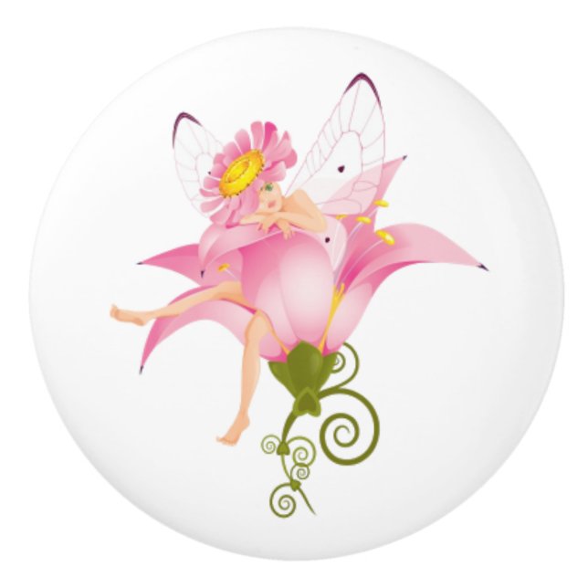 Keramik Knob/Fairy und Blume Keramikknauf (Vorderseite)