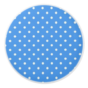 Keramik Knob/White Polka Dots-Blue Hintergrund Keramikknauf