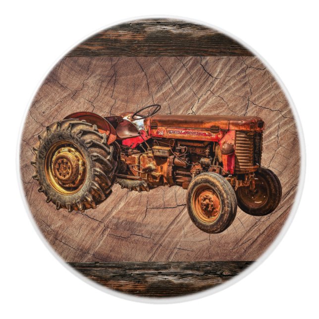 Keramik-Knoblauch für antike rote Traktoren Keramikknauf (Vorderseite)