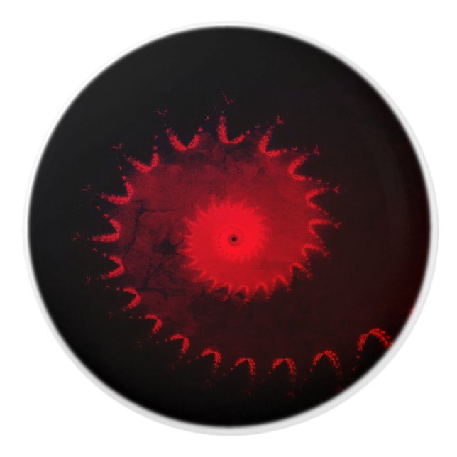 Keramik-Knoblauch mit rotem Fraktal Keramikknauf (Vorderseite)