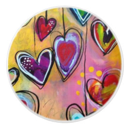 Keramik Knobs - Design Mehrfarbiger Herzen 3 Keramikknauf