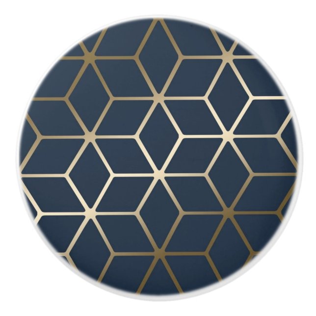 Keramik Knobs - Geometrisches Silber und Blau/Grau Keramikknauf (Vorderseite)