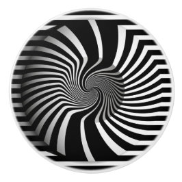 Keramik Knobs - Psychedelic Art Swirl B/W Keramikknauf