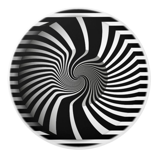Keramik Knobs - Psychedelic Art Swirl B/W Keramikknauf (Vorderseite)