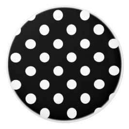 Keramik Knobs - weiße Polka Dots schwarzer Hinterg Keramikknauf