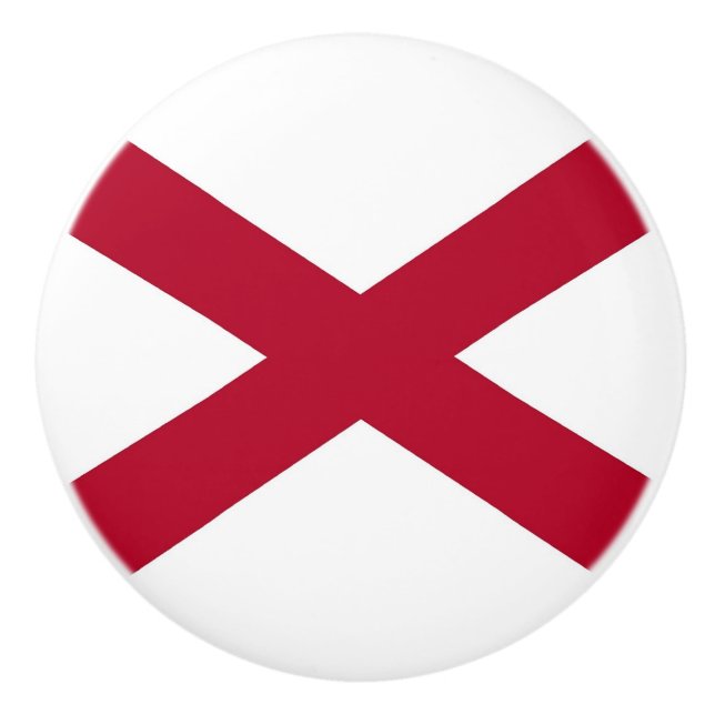Keramik Knopf ziehen mit der Fahne von Alabama, US Keramikknauf (Vorderseite)