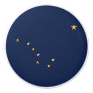 Keramik Knopf ziehen mit der Fahne von Alaska, USA Keramikknauf