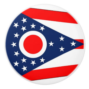 Keramik Knopf ziehen mit der Fahne von Ohio, USA Keramikknauf