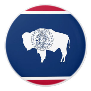 Keramik Knopf ziehen mit Fahne des Wyoming Staat Keramikknauf