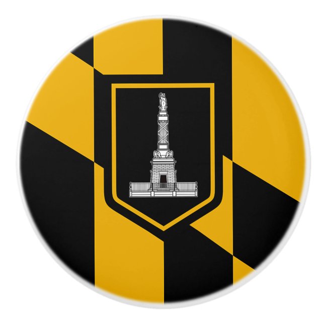 Keramik Knopf ziehen mit Fahne von Baltimore, USA Keramikknauf (Vorderseite)